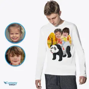 Ride the Wild Side: Transform Your Photo into a Custom Siblings Panda Adventure Tee Animal Lovers www.customywear.com