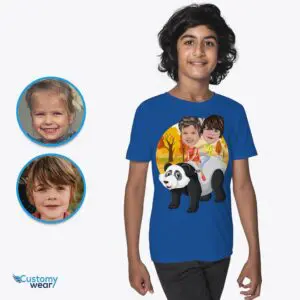 Ride the Wild Side: Transform Your Photo into a Custom Siblings Panda Adventure Tee Animal Lovers www.customywear.com