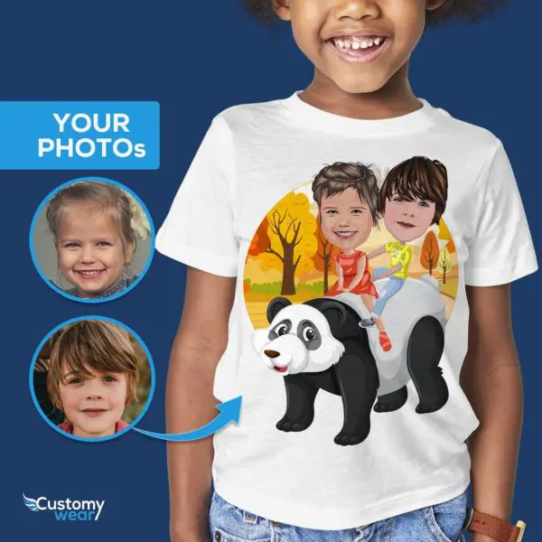 Ride the Wild Side: Transform Your Photo into a Custom Siblings Panda Adventure Tee Animal Lovers www.customywear.com