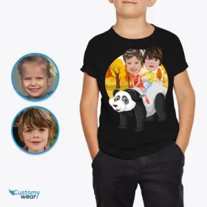 Ride the Wild Side: Transform Your Photo into a Custom Siblings Panda Adventure Tee Animal Lovers www.customywear.com