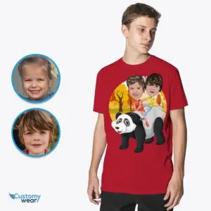 Ride the Wild Side: Transform Your Photo into a Custom Siblings Panda Adventure Tee Animal Lovers www.customywear.com