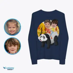 Ride the Wild Side: Transform Your Photo into a Custom Siblings Panda Adventure Tee Animal Lovers www.customywear.com