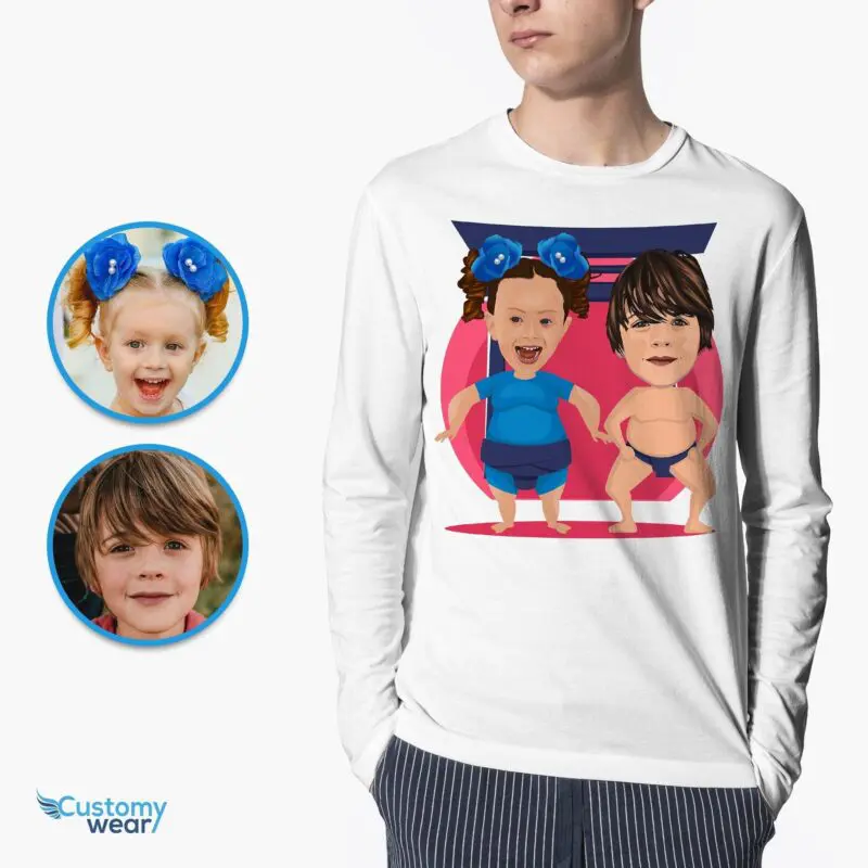 Personalized Sumo Siblings Tee | Custom Youth Japanese Gift | Big Brother – Little Brother Shirt Axtra - ALL vector shirts - male www.customywear.com