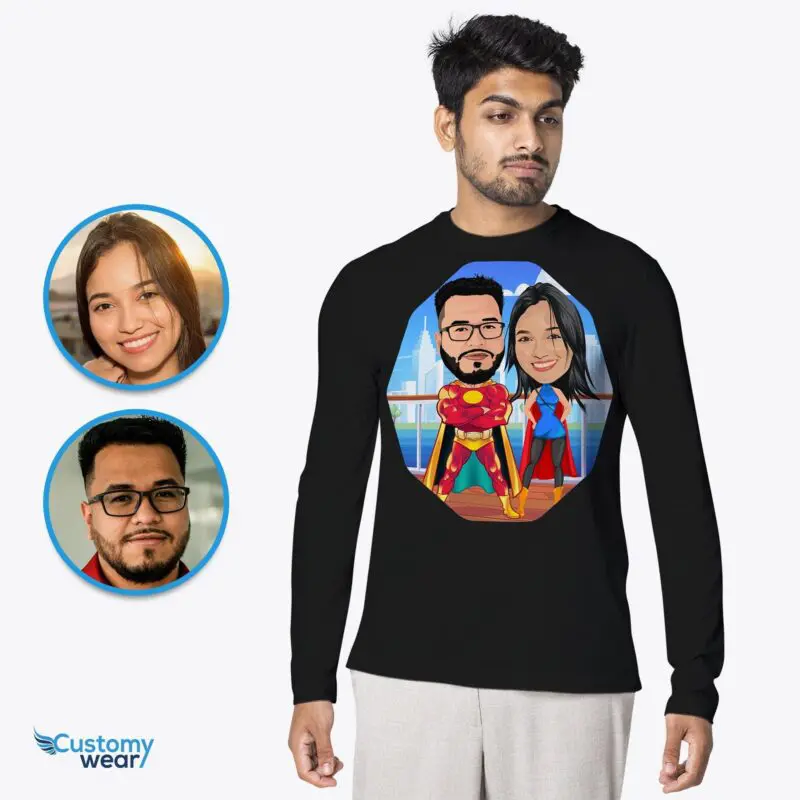 Personalized Superhero Couples Shirts – Transform Your Photos into Custom Tees Adult shirts www.customywear.com