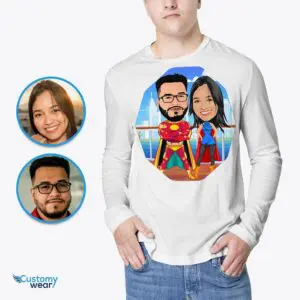 Personalized Superhero Couples Shirts – Transform Your Photos into Custom Tees Adult shirts www.customywear.com