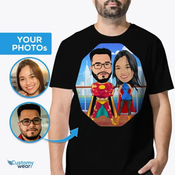 Personalized Superhero Couples Shirts – Transform Your Photos into Custom Tees Adult shirts www.customywear.com