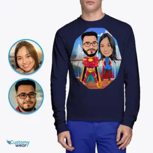 Personalized Superhero Couples Shirts – Transform Your Photos into Custom Tees Adult shirts www.customywear.com