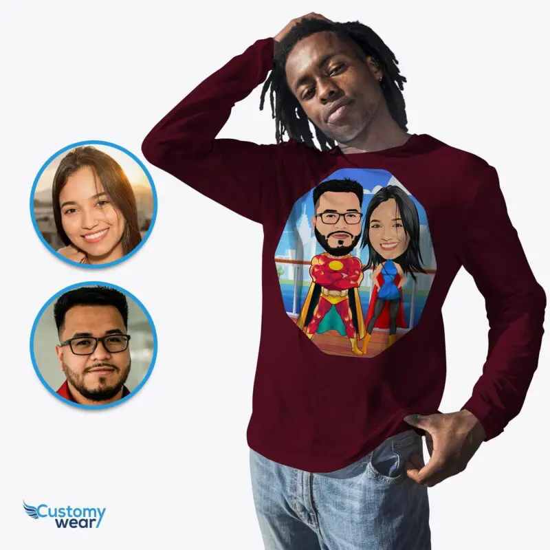 Personalized Superhero Couples Shirts – Transform Your Photos into Custom Tees Adult shirts www.customywear.com