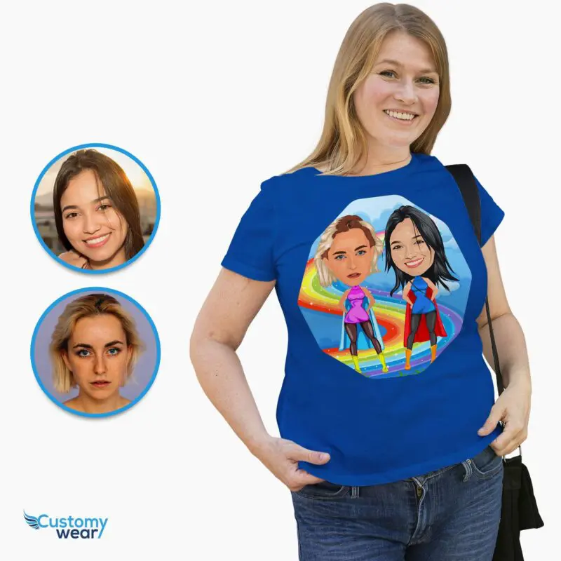 Personalized Superhero Couple Shirt | Lesbian Hero Gift | Best Friend Couples Tee Axtra – Superhero – women www.customywear.com