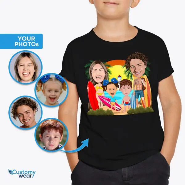 Personalized Surfing Family Youth Shirt | Beach Surf Tee | Summer Gifts for Boys Axtra - ALL vector shirts - male www.customywear.com