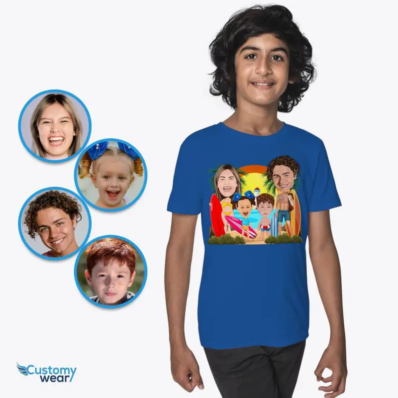 Personalized Surfing Family Youth Shirt | Beach Surf Tee | Summer Gifts for Boys Axtra - ALL vector shirts - male www.customywear.com
