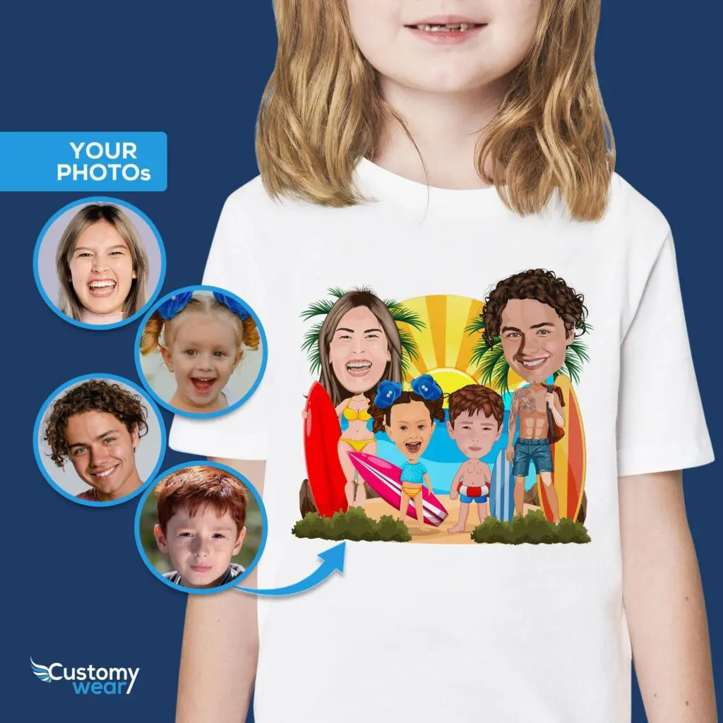 Custom Youth Surfing Family Tee | Surf Shirt for Girls | Beach Adventures Axtra - ALL vector shirts - male www.customywear.com