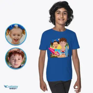 Custom Surfing Siblings Tee | Summer Adventure Shirt for Youth Axtra - ALL vector shirts - male www.customywear.com