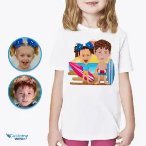 Custom Surfing Siblings Shirt | Youth Beach Vacation Tee Axtra - ALL vector shirts - male www.customywear.com