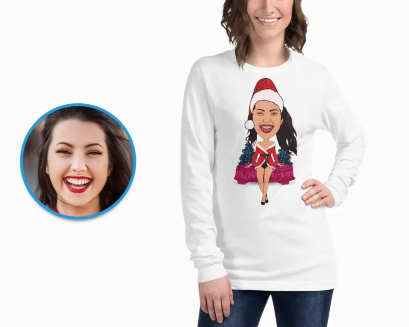 Personalized Christmas T-Shirt | Custom Santa Claus Snowboarding Tee for Women Adult shirts www.customywear.com