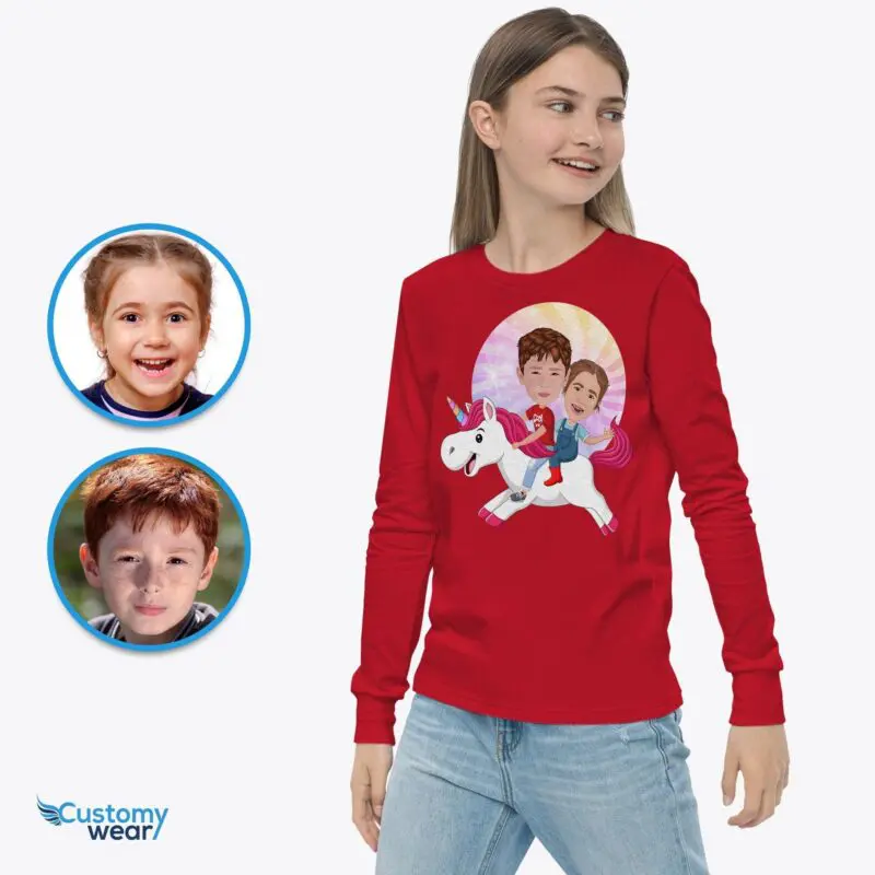 Custom Unicorn Siblings Shirt | Personalized Kid’s Unicorn Tee Axtra - ALL vector shirts - male www.customywear.com