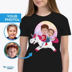 Custom Unicorn Siblings Shirt | Personalized Kid’s Unicorn Tee Axtra - ALL vector shirts - male www.customywear.com