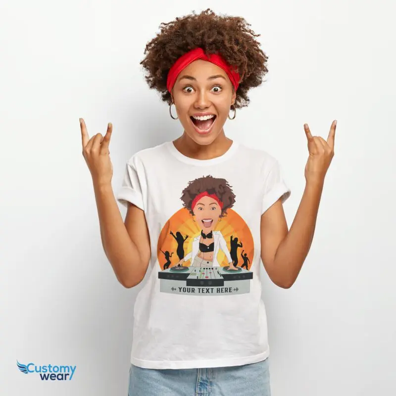 Personalized Women’s DJ Orange T-Shirt | Custom DJ Photo Tee Adult shirts www.customywear.com