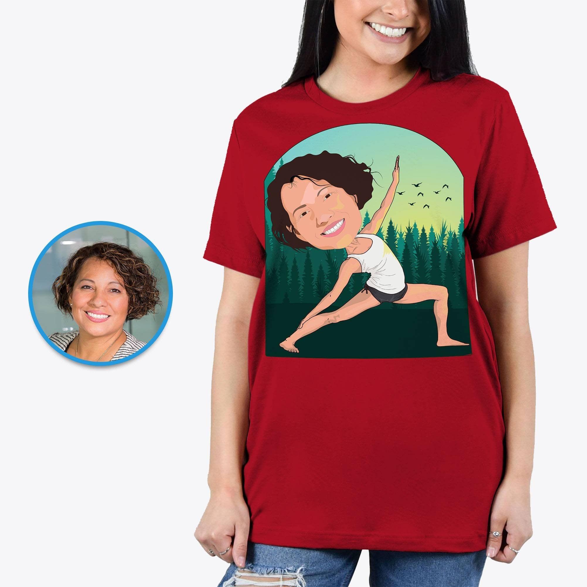 Gepersonaliseerde yogashirt voor dames  Aangepaste yoga illustratie T-shirt  - Customywear
