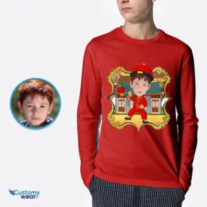 Custom Youth Chinese Traditional Shirt | Personalized China Art Gifts for Boys Chinese Traditional T-shirts www.customywear.com