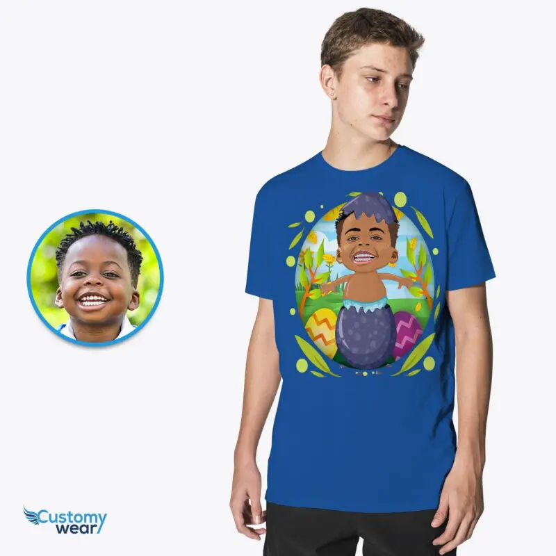 Personalized Hatching Easter Egg Shirt | Custom Photo Tee for Youth Axtra - ALL vector shirts - male www.customywear.com