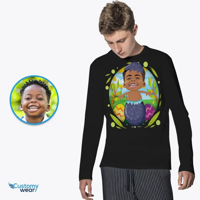 Personalized Hatching Easter Egg Shirt | Custom Photo Tee for Youth Axtra - ALL vector shirts - male www.customywear.com