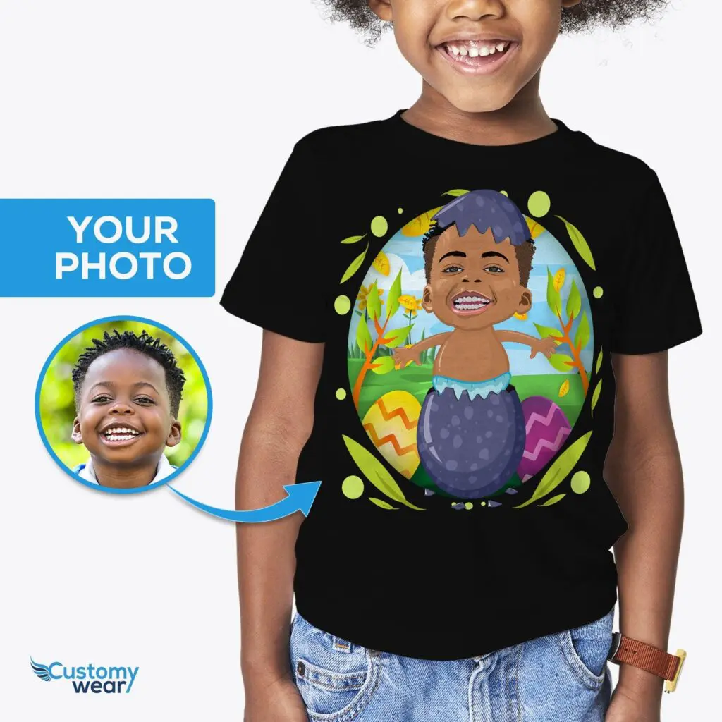 Personalized Hatching Easter Egg Shirt | Custom Photo Tee for Youth Axtra - ALL vector shirts - male www.customywear.com