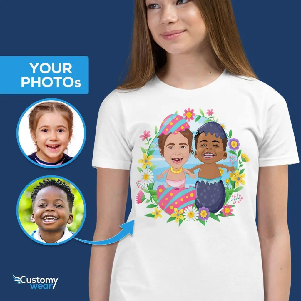 Personalized Easter Eggs Youth T-Shirt | Sibling Matching Tees Axtra - ALL vector shirts - male www.customywear.com