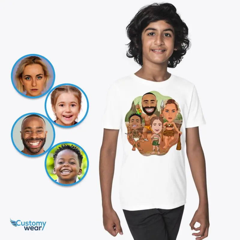 Custom Youth Ancient Family T-Shirt | Personalized Caveman Siblings Shirt Custom caveman T-shirts www.customywear.com