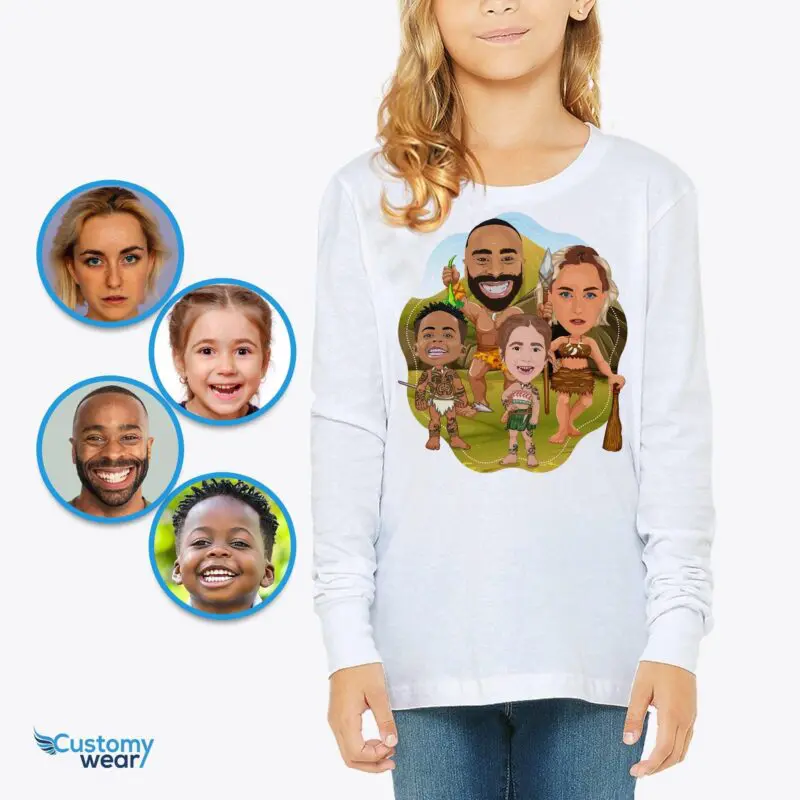 Custom Youth Ancient Family Shirt | Personalized Girls Caveman T-Shirt Custom caveman T-shirts www.customywear.com