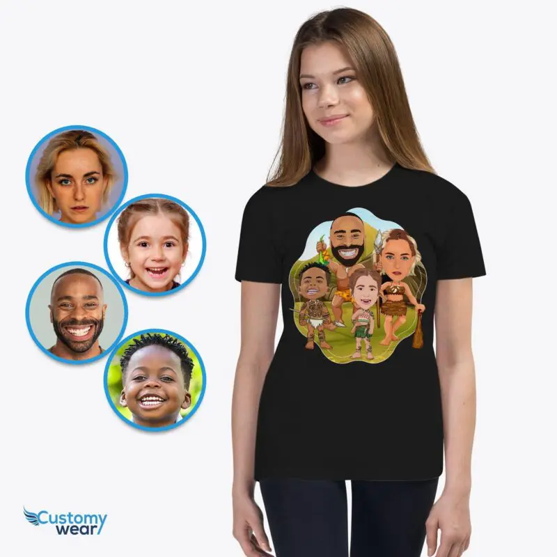 Custom Youth Ancient Family Shirt | Personalized Girls Caveman T-Shirt Custom caveman T-shirts www.customywear.com