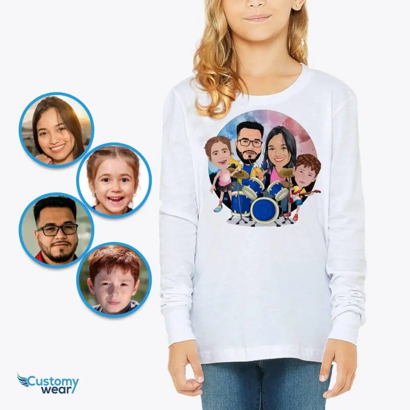 Personalized Music Family Shirt | Custom Drummer Tee for Teens Drummer T-shirts www.customywear.com