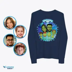 Personalized Youth Alien Family T-Shirt | Customized Alien Spaceship Tee Alien shirts www.customywear.com