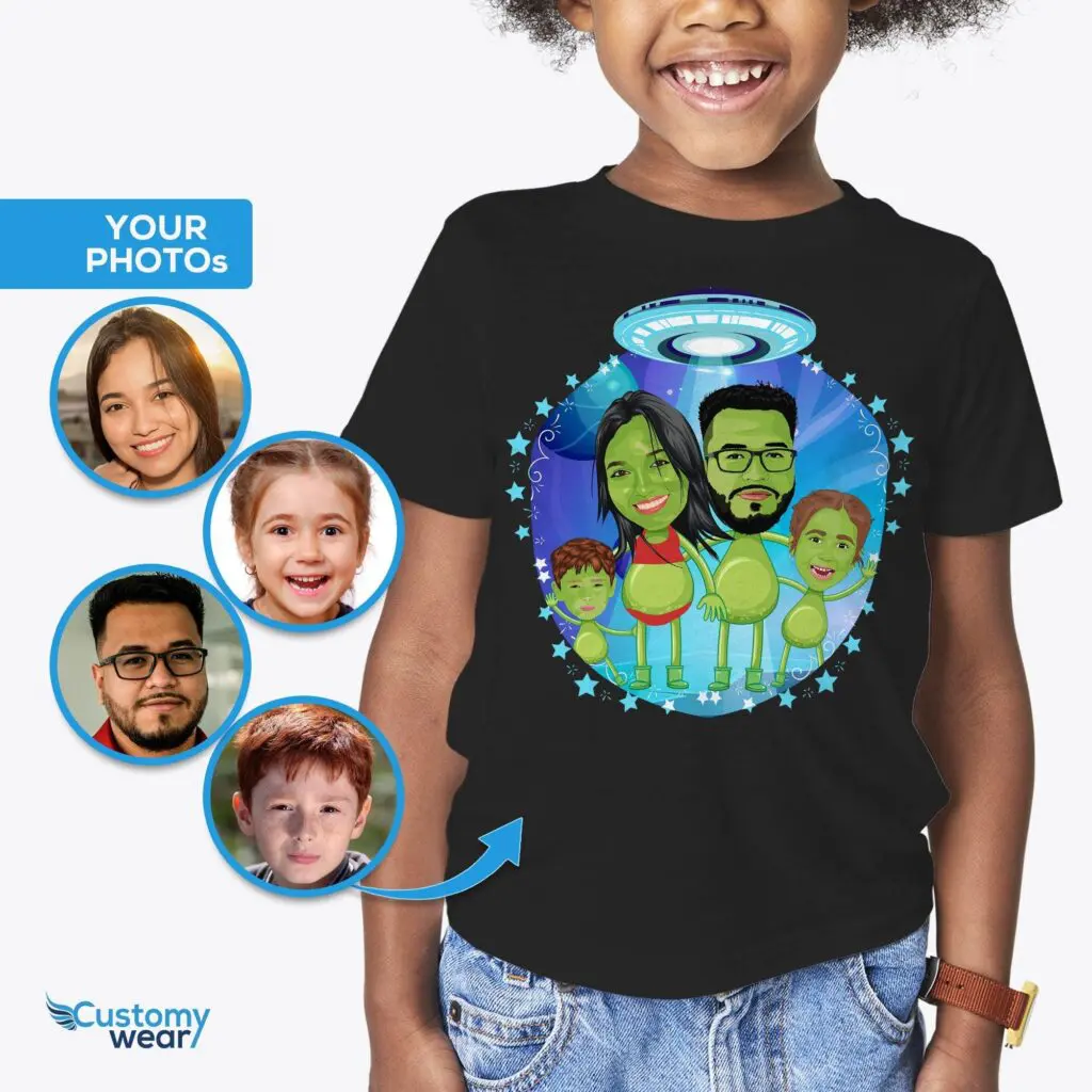 Personalized Youth Alien Family T-Shirt | Customized Alien Spaceship Tee Alien shirts www.customywear.com