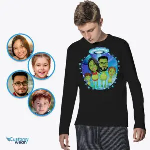 Personalized Youth Alien Family T-Shirt | Customized Alien Spaceship Tee Alien shirts www.customywear.com