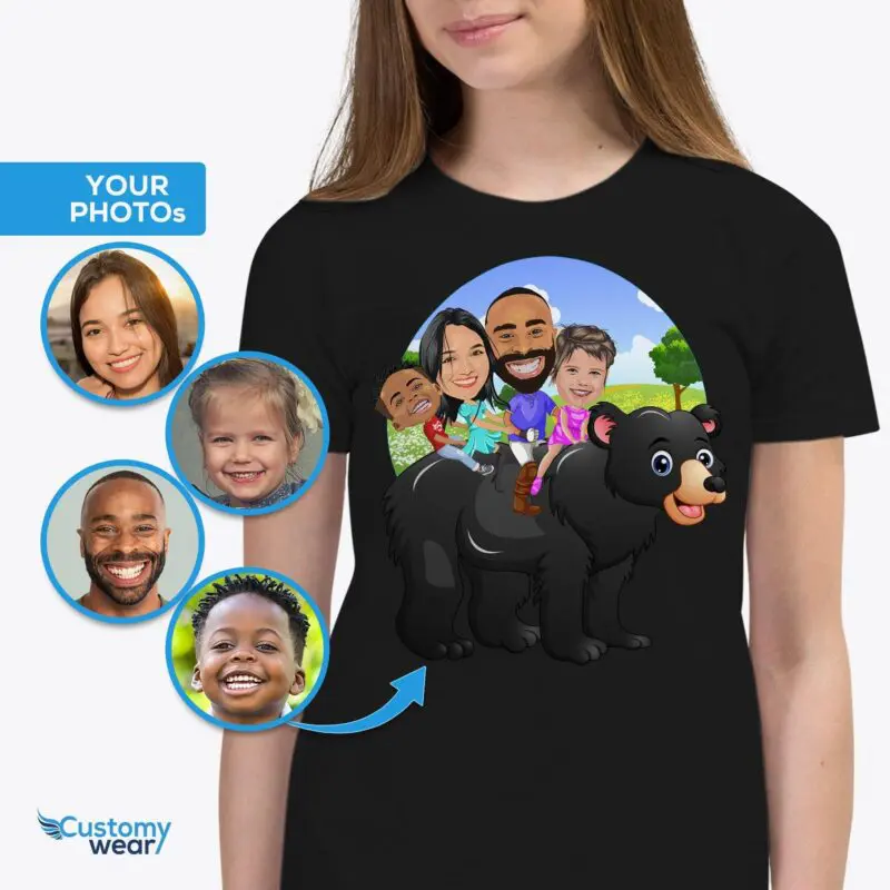 Personalized Youth Bear Family T-Shirt | Custom Teddy Bear Adventure Tee Axtra - ALL vector shirts - male www.customywear.com