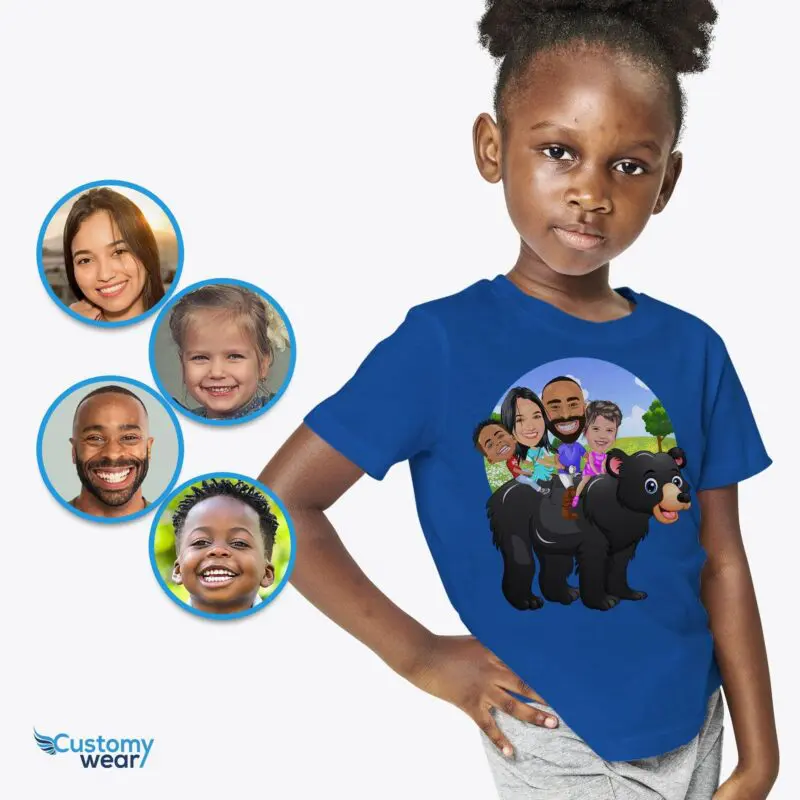 Personalized Youth Bear Family T-Shirt | Custom Teddy Bear Adventure Tee Axtra - ALL vector shirts - male www.customywear.com