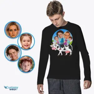 Personalized Youth Cow Family T-Shirt | Custom Kids’ Cow Adventure Tee Axtra - ALL vector shirts - male www.customywear.com