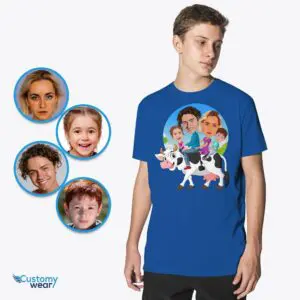 Personalized Youth Cow Family T-Shirt | Custom Kids’ Cow Adventure Tee Axtra - ALL vector shirts - male www.customywear.com