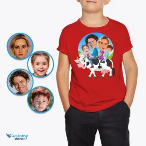 Personalized Youth Cow Family T-Shirt | Custom Kids’ Cow Adventure Tee Axtra - ALL vector shirts - male www.customywear.com