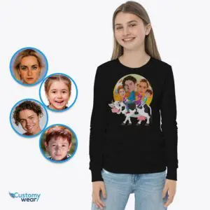 Youth Custom Cow Family Shirt | Personalized Kids’ Cow Expedition Tee Axtra - ALL vector shirts - male www.customywear.com