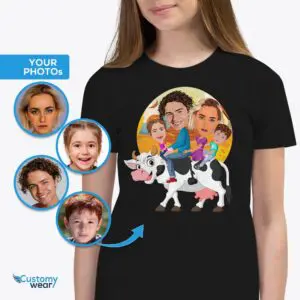 Youth Custom Cow Family Shirt | Personalized Kids’ Cow Expedition Tee Axtra - ALL vector shirts - male www.customywear.com