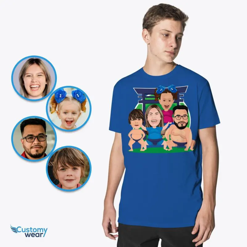 Transform Your Photo to Custom Sumo Family T-Shirt – Personalized Japanese Harajuku Shirt for Youth, Kids, and Toddlers Axtra - ALL vector shirts - male www.customywear.com