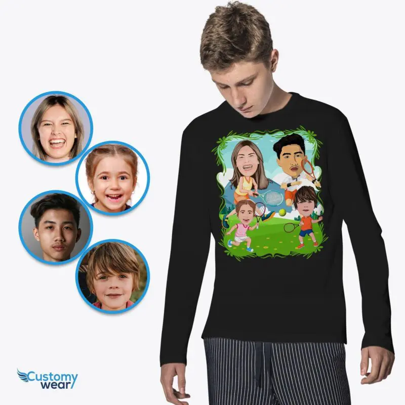 Transform Your Family into Custom Tennis Players – Personalized Youth Tennis Family Shirt for Boys Axtra - ALL vector shirts - male www.customywear.com