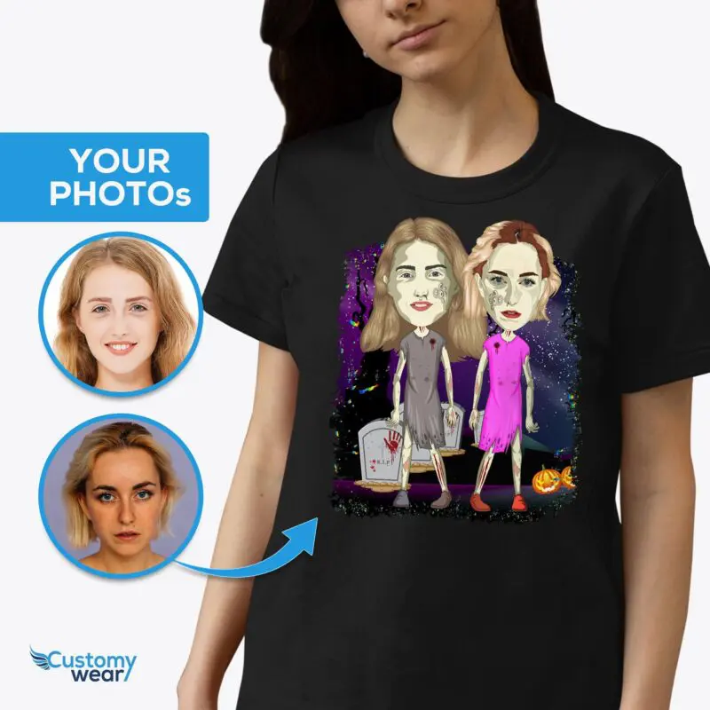 Personalized Zombie Grave T-Shirt for Women – Custom Halloween Gift Adult shirts www.customywear.com