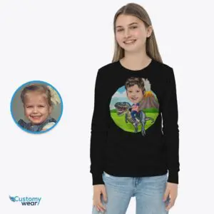 Transform Your Photo to Personalized Dinosaur Rider Tee | Custom Kids T-Shirt Animal Lovers www.customywear.com