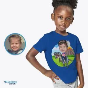 Transform Your Photo to Personalized Dinosaur Rider Tee | Custom Kids T-Shirt Animal Lovers www.customywear.com