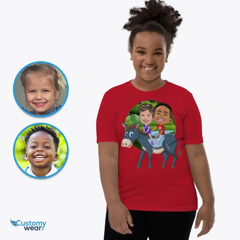 Personalized Donkey Riding Siblings Shirts – Custom Funny Kids Tee Axtra - ALL vector shirts - male www.customywear.com