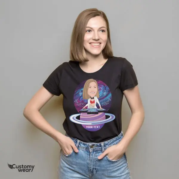 Custom Female DJ Space T-Shirt – Personalized Music Tee Adult shirts www.customywear.com