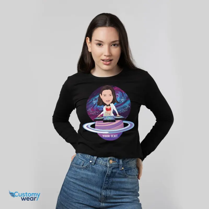 Custom Female DJ Space T-Shirt – Personalized Music Tee Adult shirts www.customywear.com
